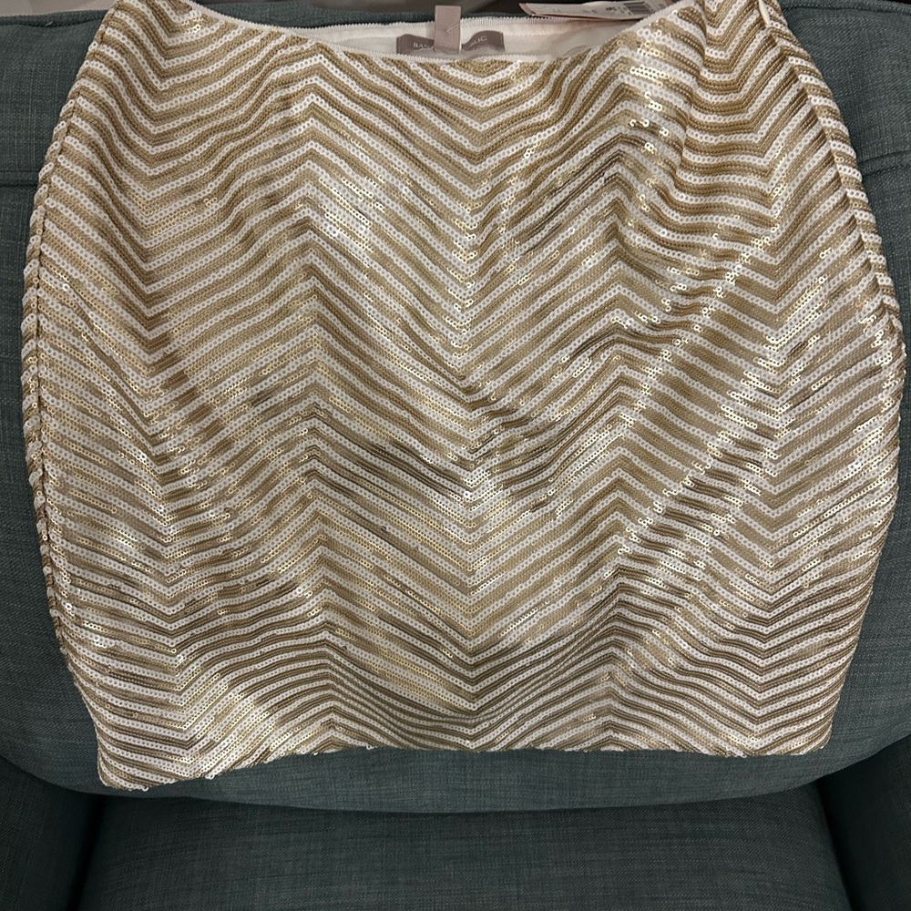 Banana Republic Gold and Cream Chevron sequin mini Skirt